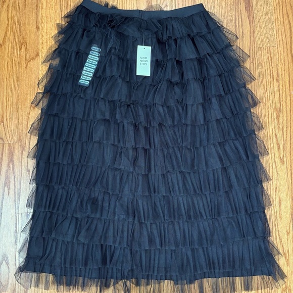 And Now This Black Tulle Ruffle tiered pull on midi skirt - Picture 15 of 16